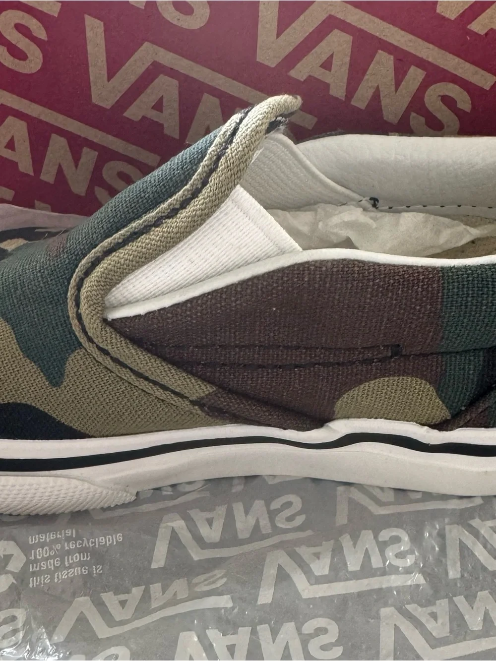 Vans Kids Camo Slip-On Sneakers in Green and Brown